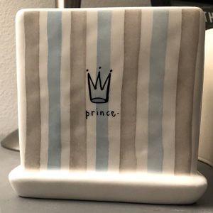 Vintage Rae Dunn FTD crown prince blue striped planter pot